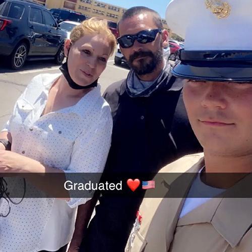 Shannon Rushing with her son at boot camp graduation.